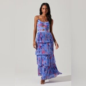 NWT Astr Daytona Pleated Floral Maxi Dress